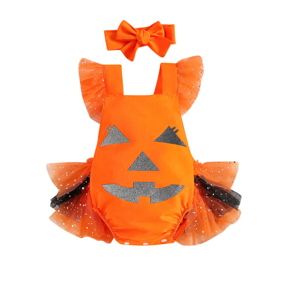 Funny Pumpkin Mesh Romper