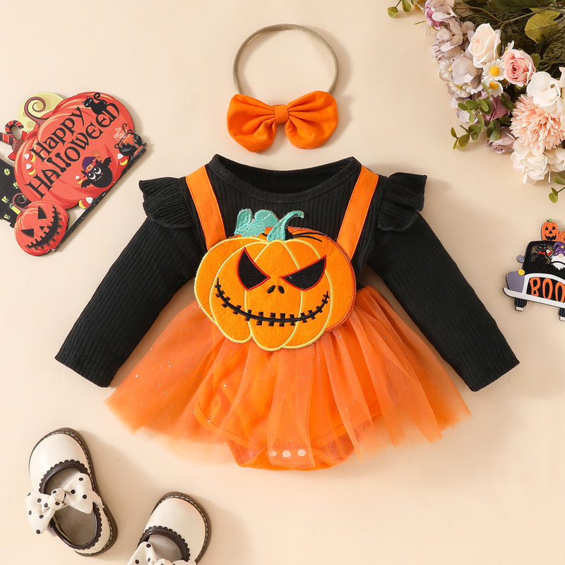 Monster Pumpkin Tulle Romper